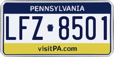 PA license plate LFZ8501