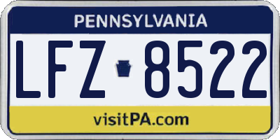 PA license plate LFZ8522