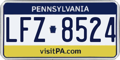 PA license plate LFZ8524