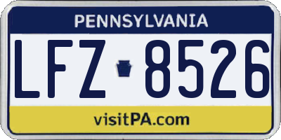 PA license plate LFZ8526