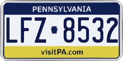 PA license plate LFZ8532