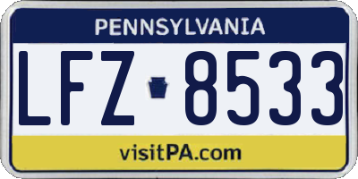 PA license plate LFZ8533