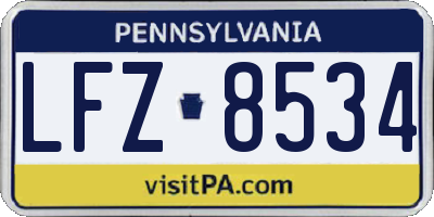 PA license plate LFZ8534