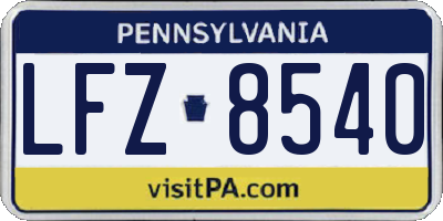 PA license plate LFZ8540