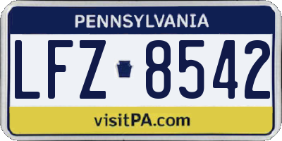 PA license plate LFZ8542