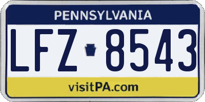 PA license plate LFZ8543