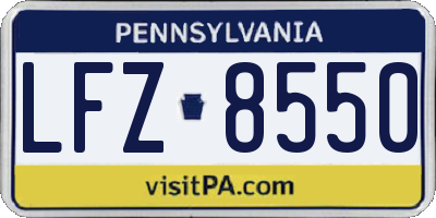 PA license plate LFZ8550