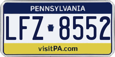 PA license plate LFZ8552