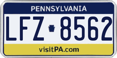 PA license plate LFZ8562