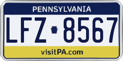 PA license plate LFZ8567