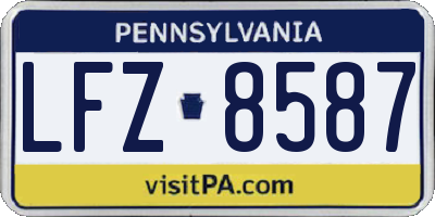 PA license plate LFZ8587
