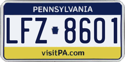 PA license plate LFZ8601