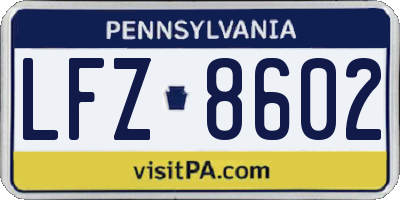 PA license plate LFZ8602