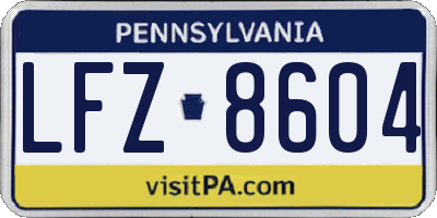 PA license plate LFZ8604