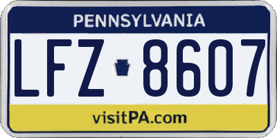 PA license plate LFZ8607