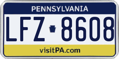PA license plate LFZ8608