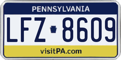 PA license plate LFZ8609