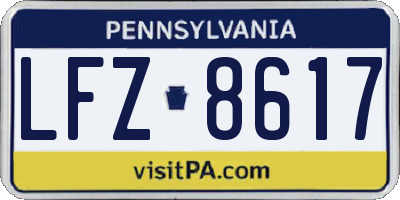 PA license plate LFZ8617