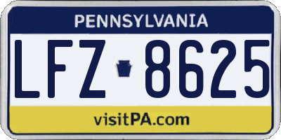 PA license plate LFZ8625