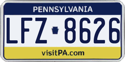 PA license plate LFZ8626