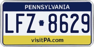 PA license plate LFZ8629