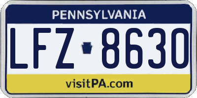 PA license plate LFZ8630