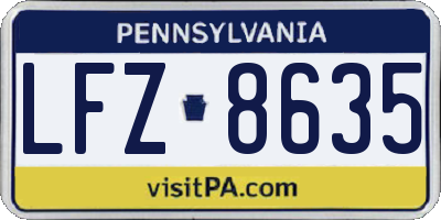 PA license plate LFZ8635