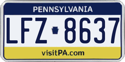 PA license plate LFZ8637