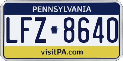 PA license plate LFZ8640