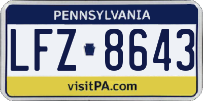 PA license plate LFZ8643