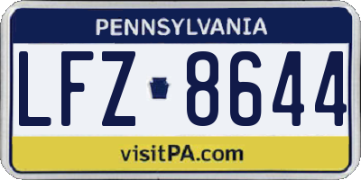PA license plate LFZ8644