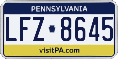 PA license plate LFZ8645