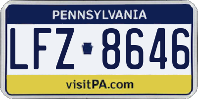 PA license plate LFZ8646