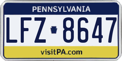 PA license plate LFZ8647
