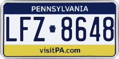 PA license plate LFZ8648
