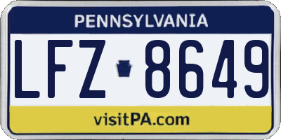 PA license plate LFZ8649