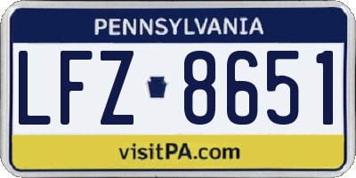 PA license plate LFZ8651