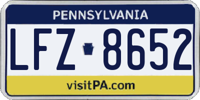 PA license plate LFZ8652