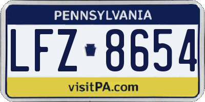 PA license plate LFZ8654