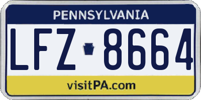 PA license plate LFZ8664