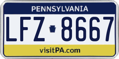 PA license plate LFZ8667