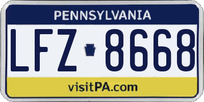 PA license plate LFZ8668