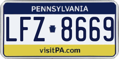 PA license plate LFZ8669