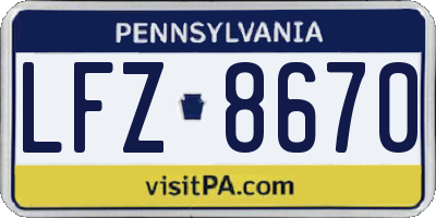 PA license plate LFZ8670