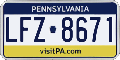 PA license plate LFZ8671