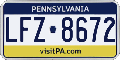 PA license plate LFZ8672
