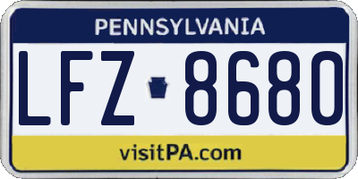 PA license plate LFZ8680