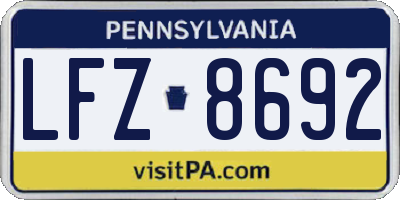 PA license plate LFZ8692