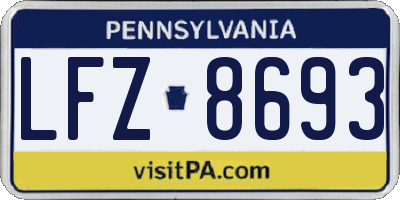 PA license plate LFZ8693