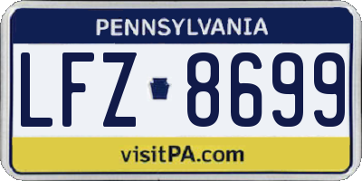 PA license plate LFZ8699